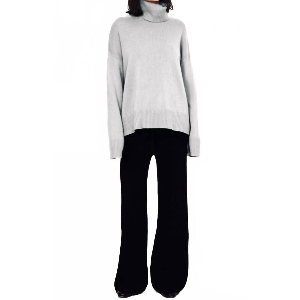 NEW KATHRYN MCCARRON charlie oversized cashmere turtleneck sweater in grey